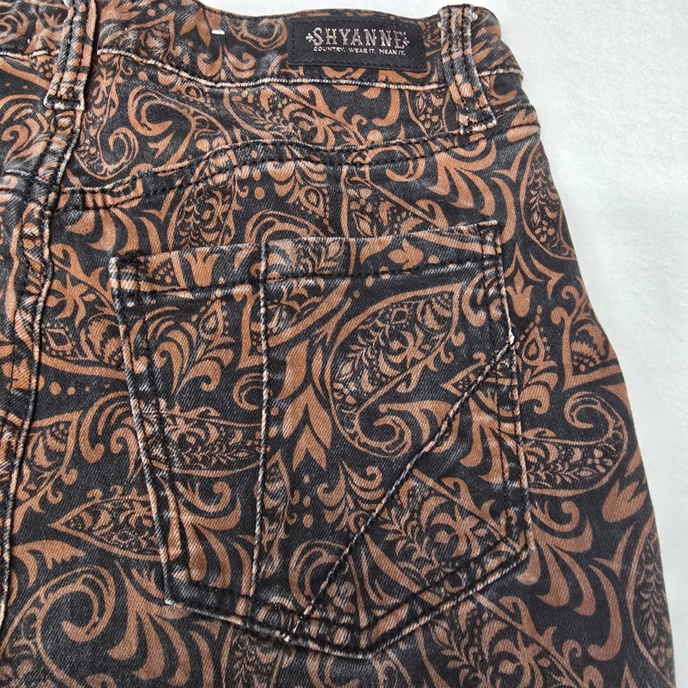Shyanne Womens Paisley Print Flare Jeans Bell Bottom Western Boho Country 30x31 - Picture 8 of 11